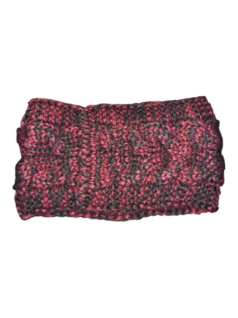 Cozy Burgundy and Black Knit Ear Warmer